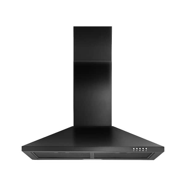 30 in. 450 CFM Wall Mount Ducted Insert Range Hood in Black