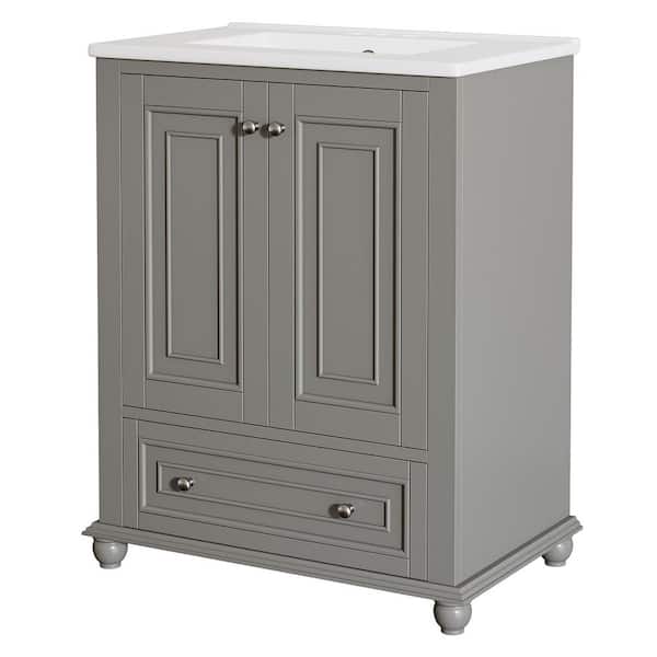 23.6 in. Storage Cabinet, Accent Cabinet with 2 Doors and Closed Drawer, Gray