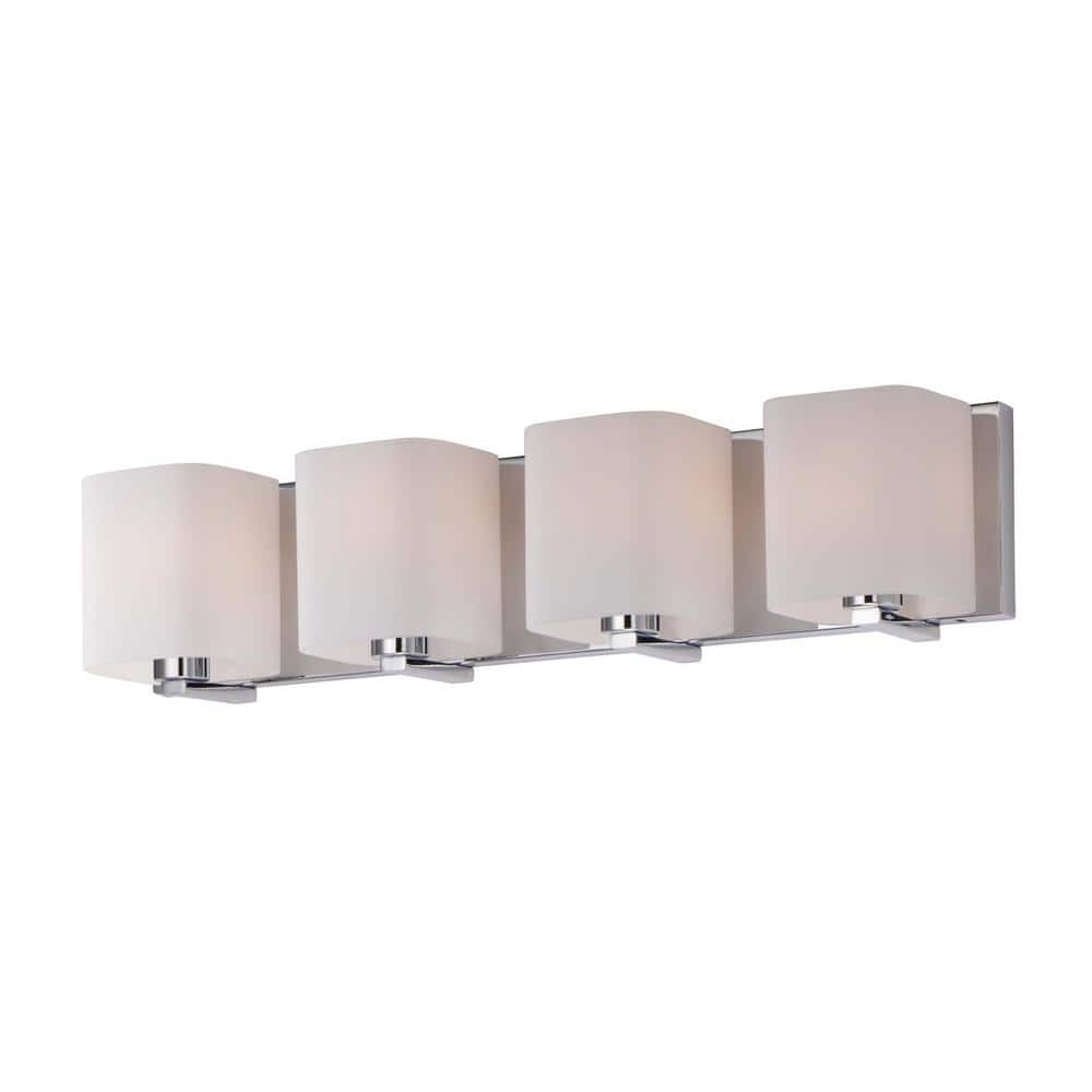 Polished Chrome 4-Light Vanity Fixture with Satin White Glass