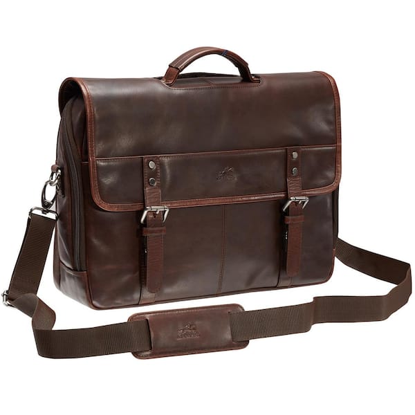 Franklin Covey Leather Brown Briefcase Laptop Bag Double 