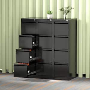 14.96 in. W x 52.36 in. H x 17.72 in. D 4-Drawers Vertical File Cabinet, Metal Lockable Freestanding Cabinet in Black