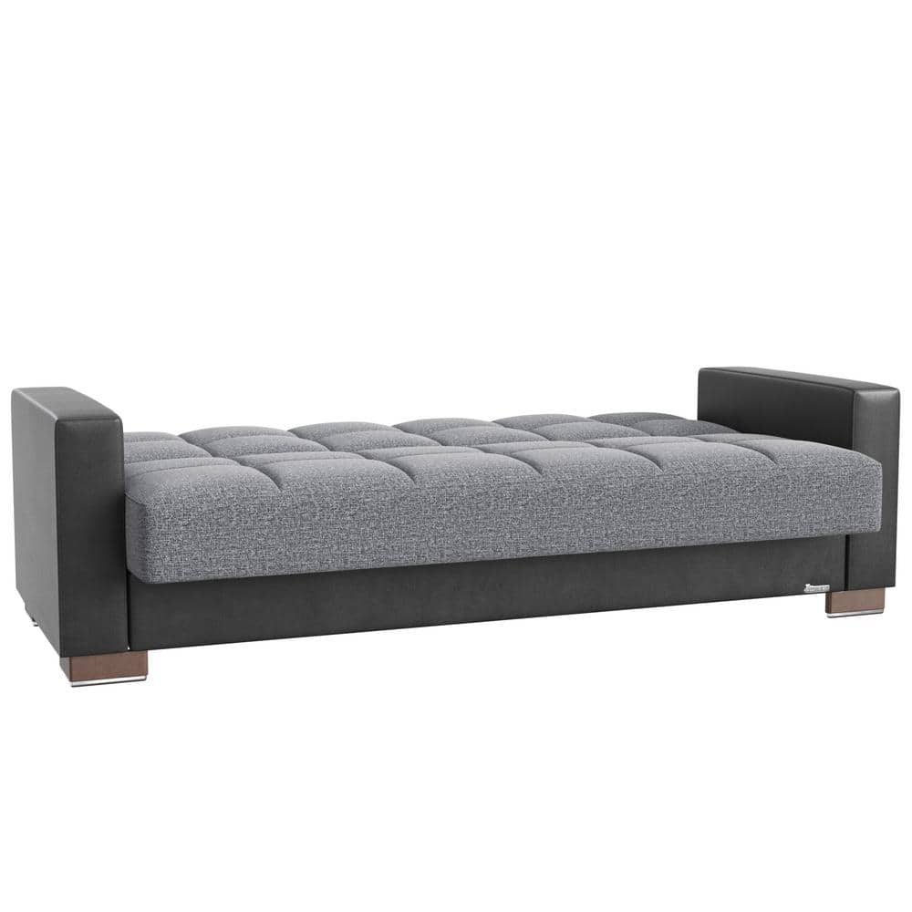 Salt and Pepper Gray Twin Sleeper Sofa with Storage and Metal Frame