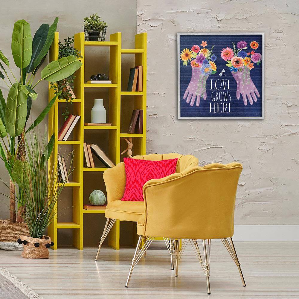 Love Grows Here Gardening Gloves by Nicole DeCamp Gray Framed Typography Giclee Art Print 24 in. x 24 in. price history on PriceWatchPro