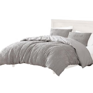 Tia 4- Piece Gray Geometric Cotton King Comforter Set