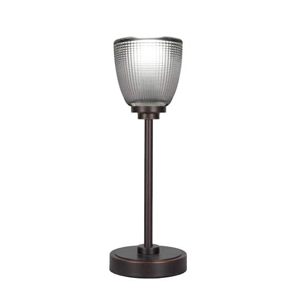 Unbranded Quincy 16.25 in. Dark Granite Accent Lamp with Clear Ribbed Glass Shade