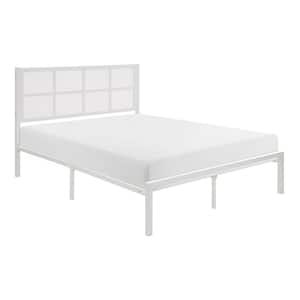 Fawn White Metal Frame Full Platform Bed