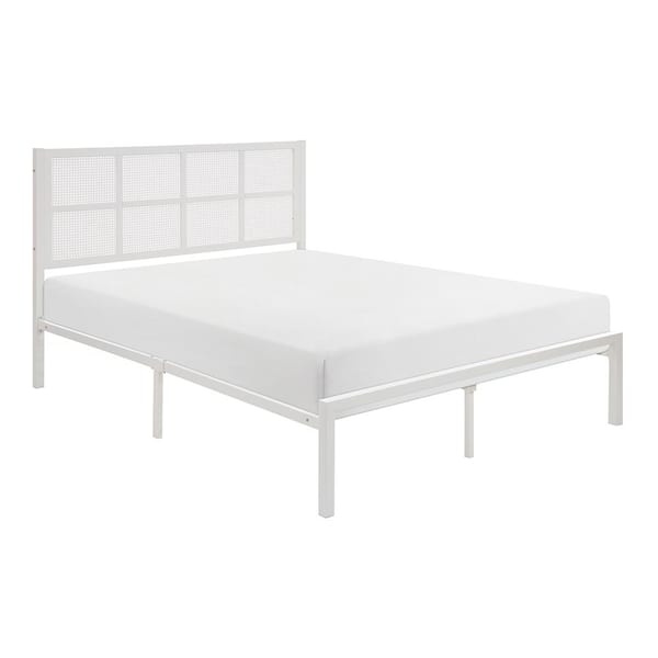 Lazzara Fawn White Metal Frame Full Platform Bed