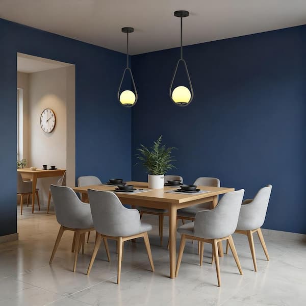 1-Light Gold Globe Pendant Light with Milk Glass Shade, Mid Century Modern Chandelier for Dining Room and Kitchen