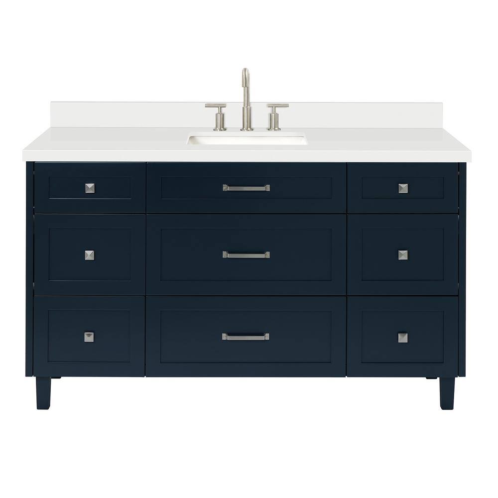 Midnight Blue 61" Single Sink Vanity with Quartz Top