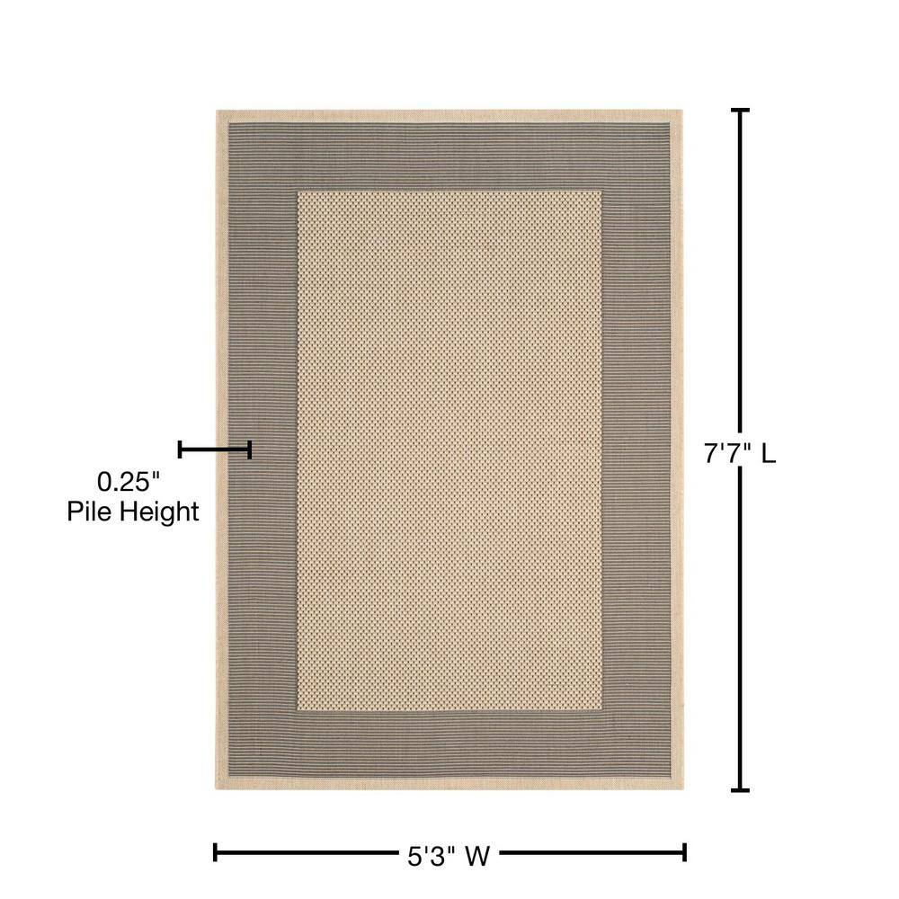 Gray Rectangular Flat Woven Synthetic 5' x 7' Indoor/Outdoor Rug