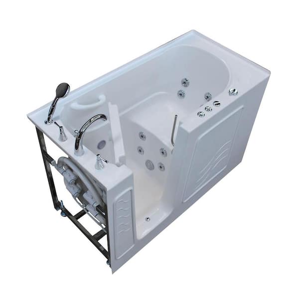 Universal Tubs Nova Heated 5 ft. Walk-In Whirlpool Bathtub in White with Chrome Trim