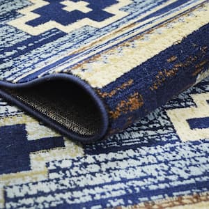 Hearthside Star Valley Lodge Navy 8 ft. x 10 ft. Woven Abstract Polypropylene Rectangle Area Rug