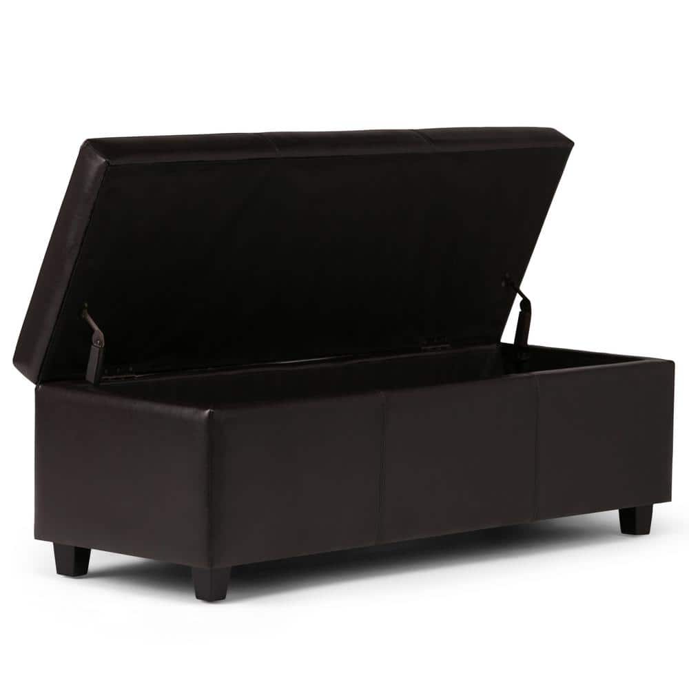 Avalon Tanner's Brown Large Rectangular Faux Leather Ottoman
