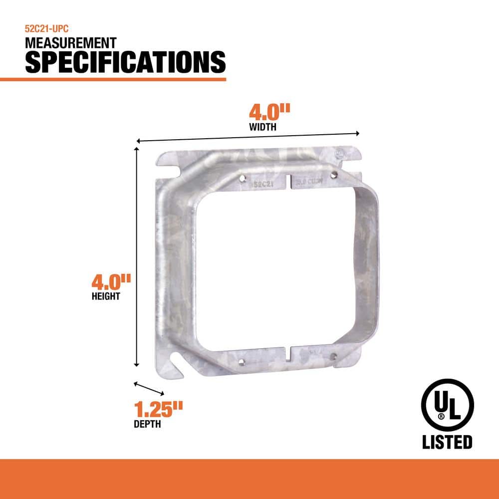 4-inch Steel Metallic 2-Gang Square Device Cover