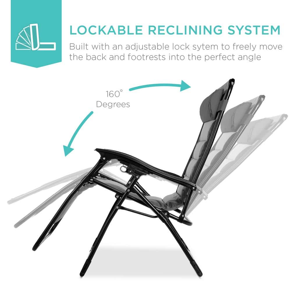 Oversized Gray and Light Gray Padded Zero Gravity Recliner with Tray