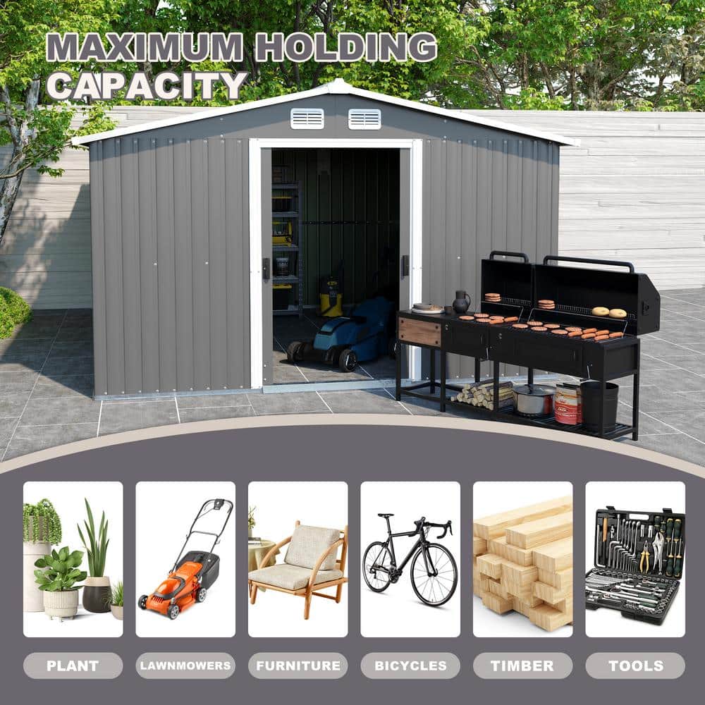 Hot Seller 10 ft. x 12 ft. Metal Shed Outdoor Storage, with Lockable for Ba