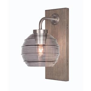 Kirby 1-Light Graphite and Painted Distressed Wood-look Metal Wall Sconce