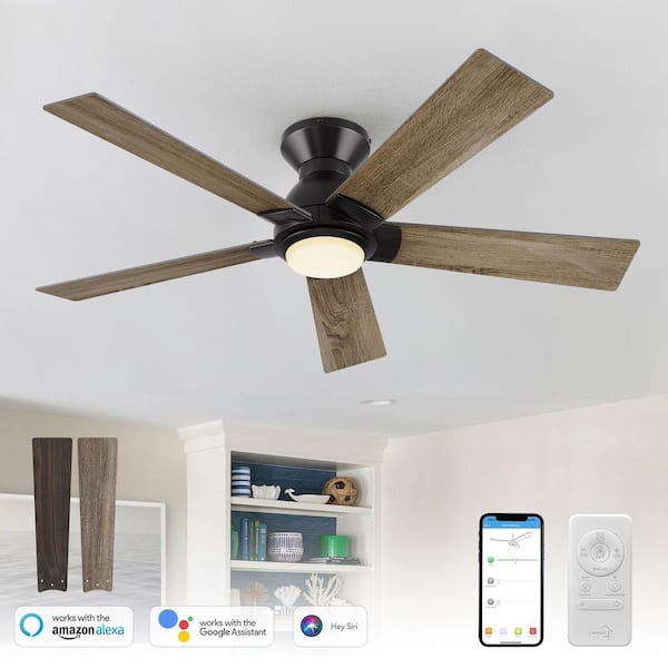 Aspen 48 in. Dimmable LED Indoor/Outdoor Black Smart Ceiling Fan with Light and Remote, Works with Alexa/Google Home