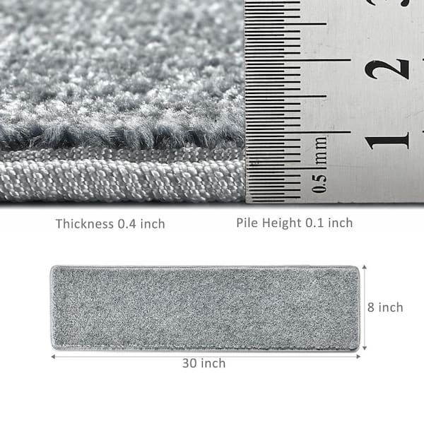 Gray 8 in. x 30 in. Polypropylene Carpet Stair Tread Cover Protector Self Adhensive Back Mat Rug Set of 12