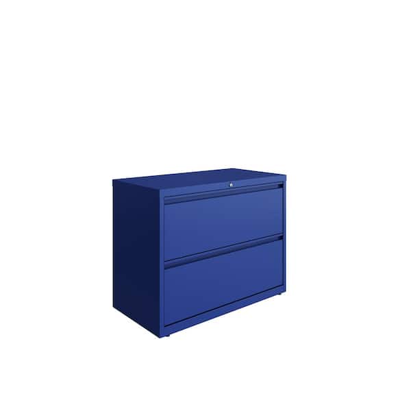 36 in. W Classic Blue 2-Drawer Metal Lateral File Cabinet for Home/Office, Holds Letter, Legal and A4 Hanging Folders