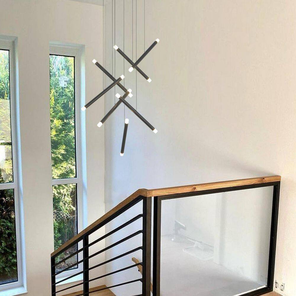 14 Light Black Linear Dining Room Stairs Chandelier with Acrylic Shade, G4 Bulb Base price history on PriceWatchPro