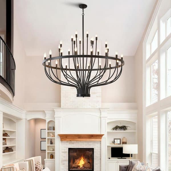 chandelier シェルフ Sunpez 33-Light Black Chandelier, Ceiling Light with E12 Sockets