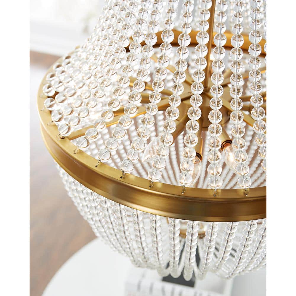 Burnished Brass 12-Light Empire Chandelier with Candelabra Bulbs