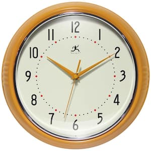 Retro Round Saffron Aluminum Wall Clock, 12 in.