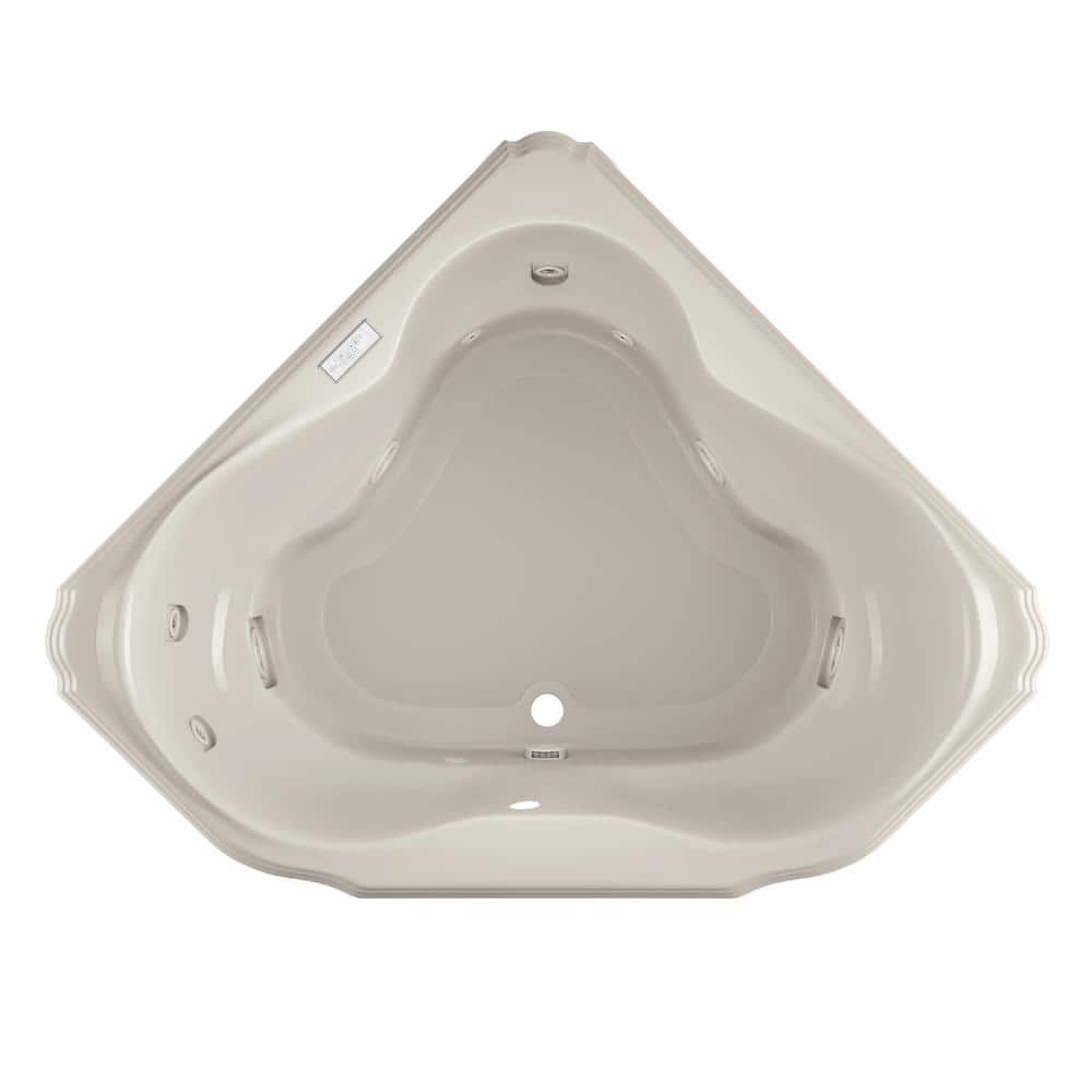 MARINEO 60 in. x 60 in. Neo Angle Whirlpool Bathtub with Center Drain in Oyster price history on PriceWatchPro