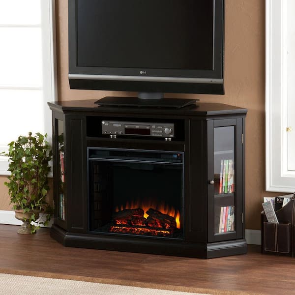 Hudson 48 in. W Convertible Media Electric Fireplace in Black