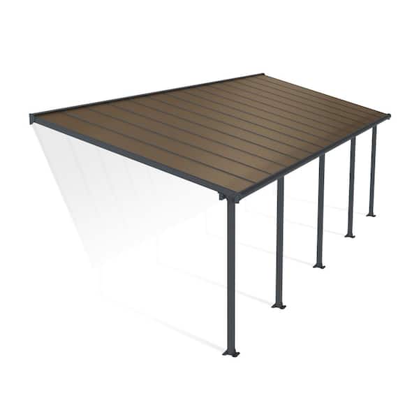 Olympia 10 ft. x 28 ft. Gray/Bronze Aluminum Patio Cover