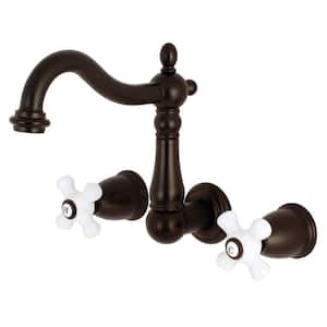 Heritage 2-Handle Wall Mount Bathroom Faucet in Oil Rubbed Bronze
