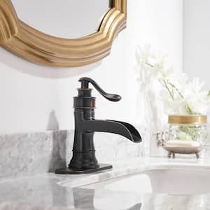 Waterfall Bathroom Faucet Single-Handle Single Hole Sink Faucet Deck Mount Oil Rubbed Bronze Vanity Faucets