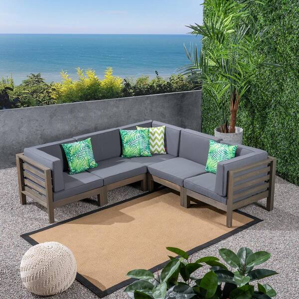 gray wood outdoor sectional