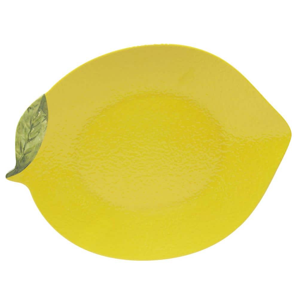 Yellow Lemon-Shaped Melamine Serving Platter and Bowl Set