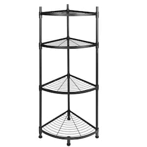 4-Tier Corner Metal Shelving Unit in Black(19 in. W x 43.3 in. H x 13.4 in. D)