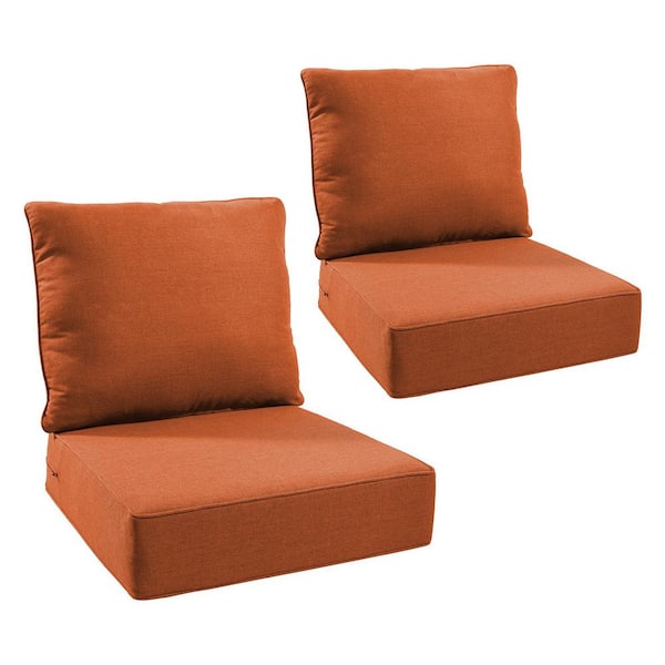 24 in. x 24 in. x 6 in. 4-Piece CushionGuard Deep Seating Outdoor Lounge Chair Replacement Cushions-ORANGE