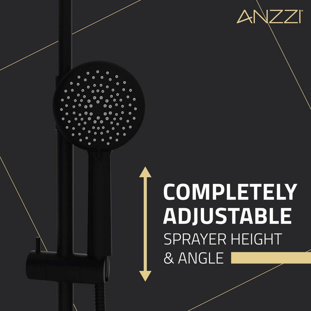 Matte Black Stainless Steel Multi-Head Shower System with Hand Sprayer