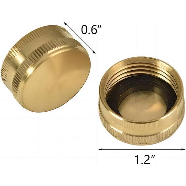 Cubilan - 3/4 in. Brass Garden Hose End Caps with Washers (2-Pack)