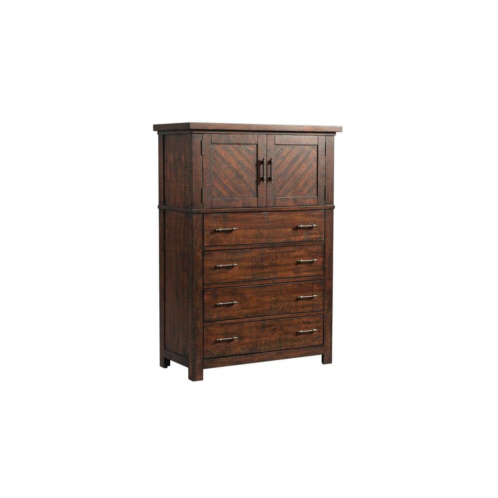 Dex Walnut Brown 5-Drawer Rustic Vertical Chest