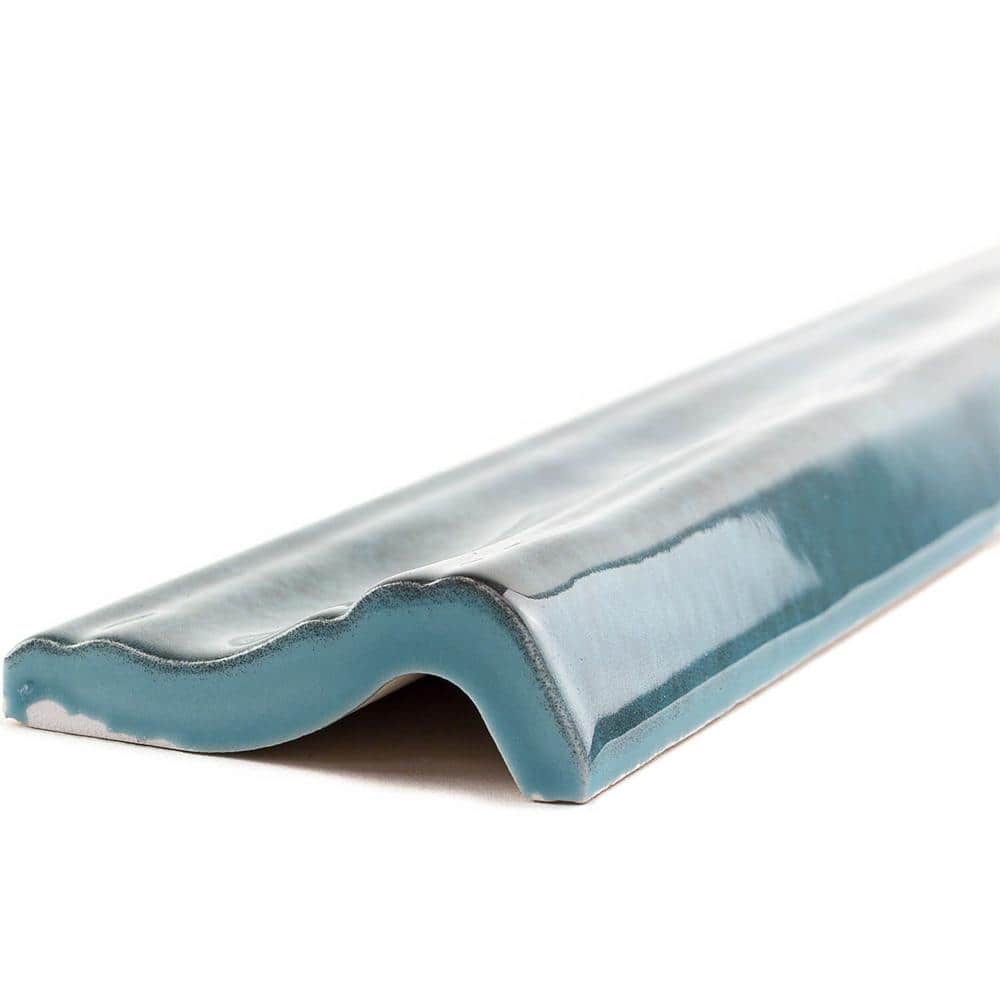 Moze Blue 3x12 Polished Ceramic Bullnose Tile Trim