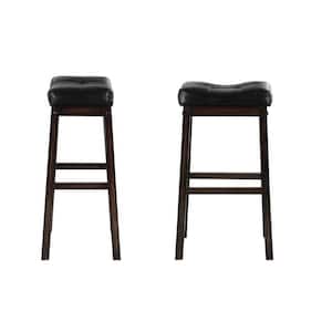 Sofie 29 in. Upholstered Seat Bar Stools Black and Cappuccino (Set of 2)
