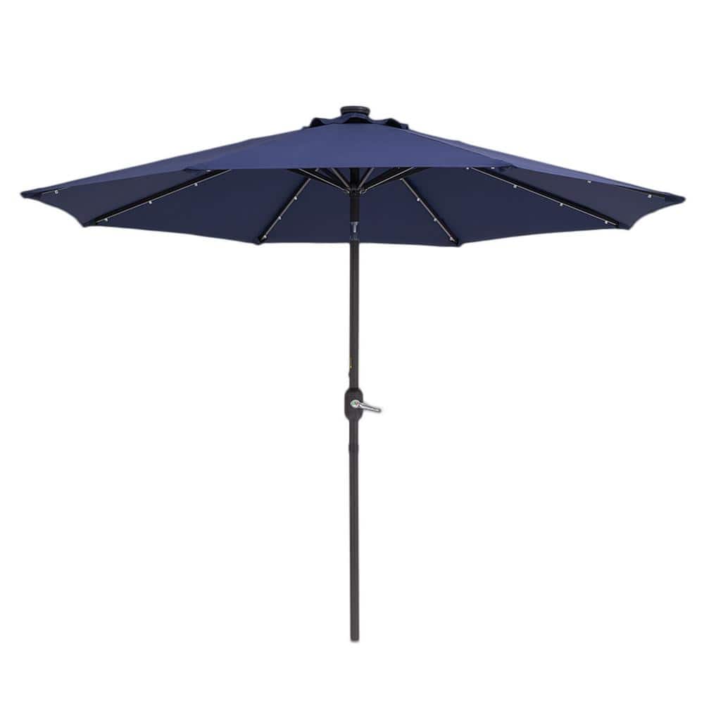 9 ft. Market Patio Umbrella with LED Light in Dark Blue