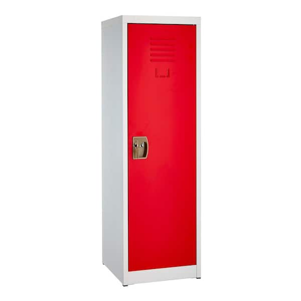 AdirOffice 48 in. H Single Tier Steel Key Lock 2-Shelf Storage Locker Free Standing Cabinets for Home, School, Gym in Red