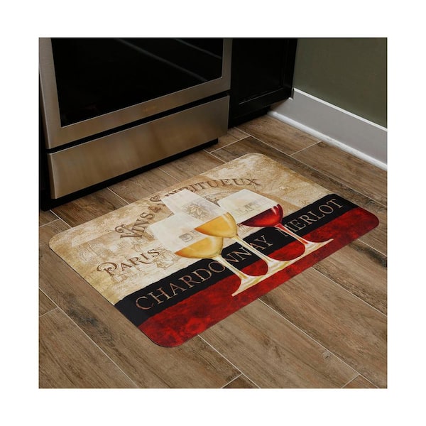 Cloud Comfort Paris Wine 24 in. x 36 in. Anti-Fatigue Kitchen Mat