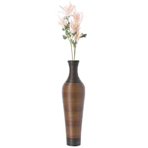 39 in. Tall Dark Brown Decorative Artificial Rattan Standing Floor Vase