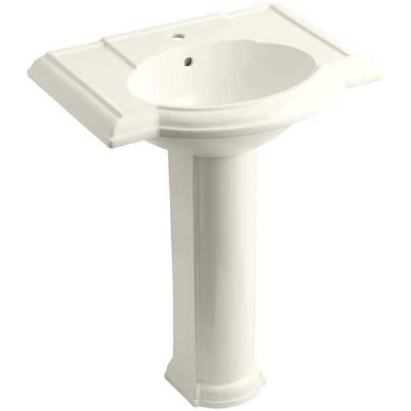 KOHLER Devonshire Vitreous China Pedestal Combo Bathroom Sink in Biscuit with Overflow Drain