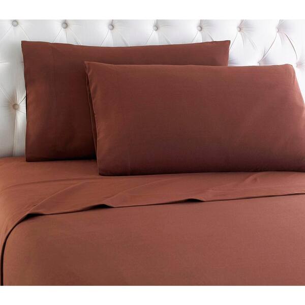 Micro Flannel 4-Piece Chocolate Solid Queen Sheet Set