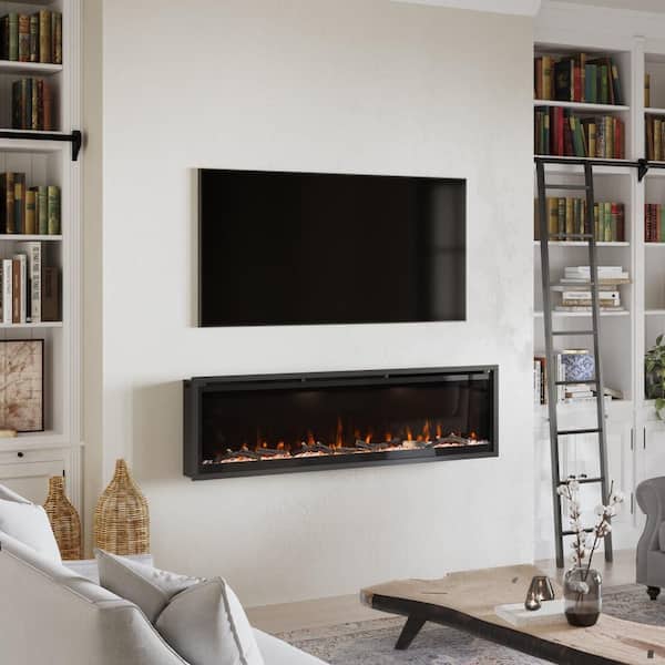 Aerus 60 in. Wall-Mounted Smart Electric Fireplace Heater with Multi-Color Flames, Remote, 5000 BTU, Wi-Fi Control