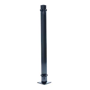 3-1/6 ft. x 2 in. x 2 in. Black Aluminum Corner Railing Post